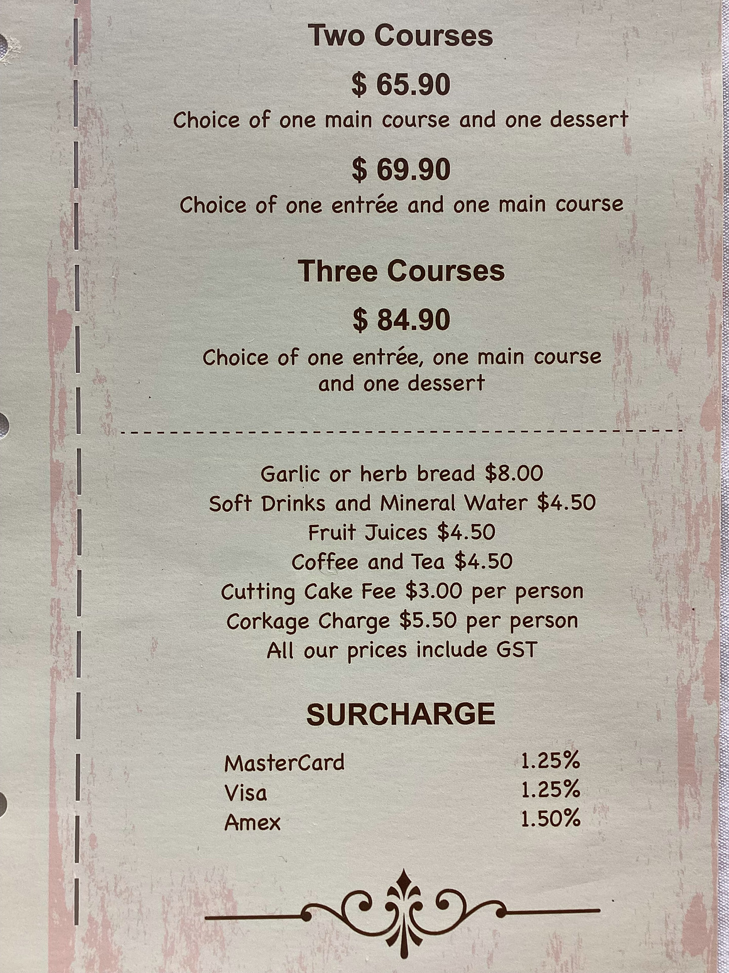 2 or 3 Courses Menu