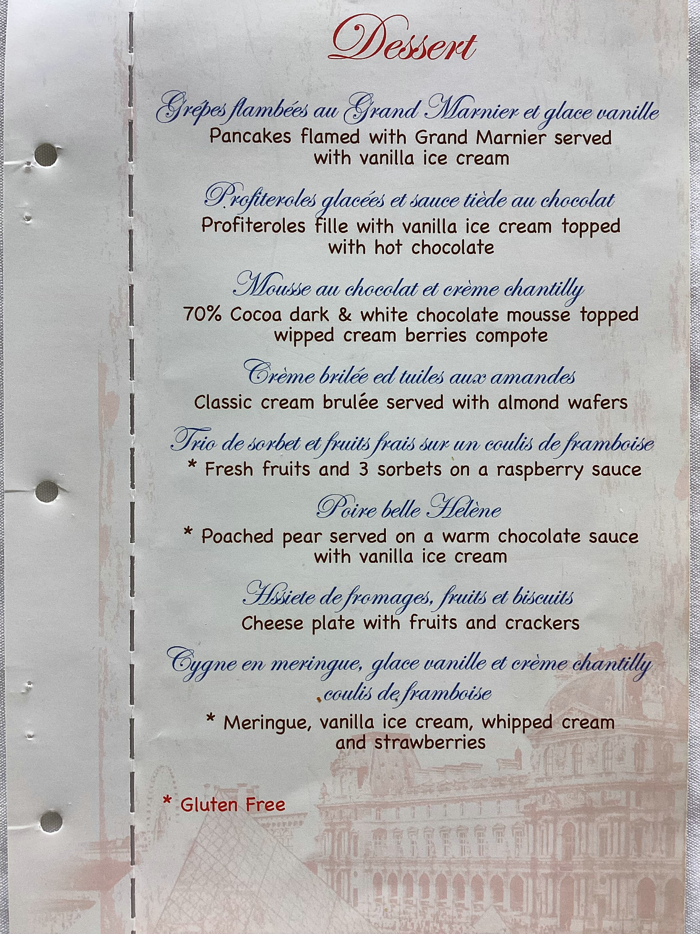 Dessert Menu